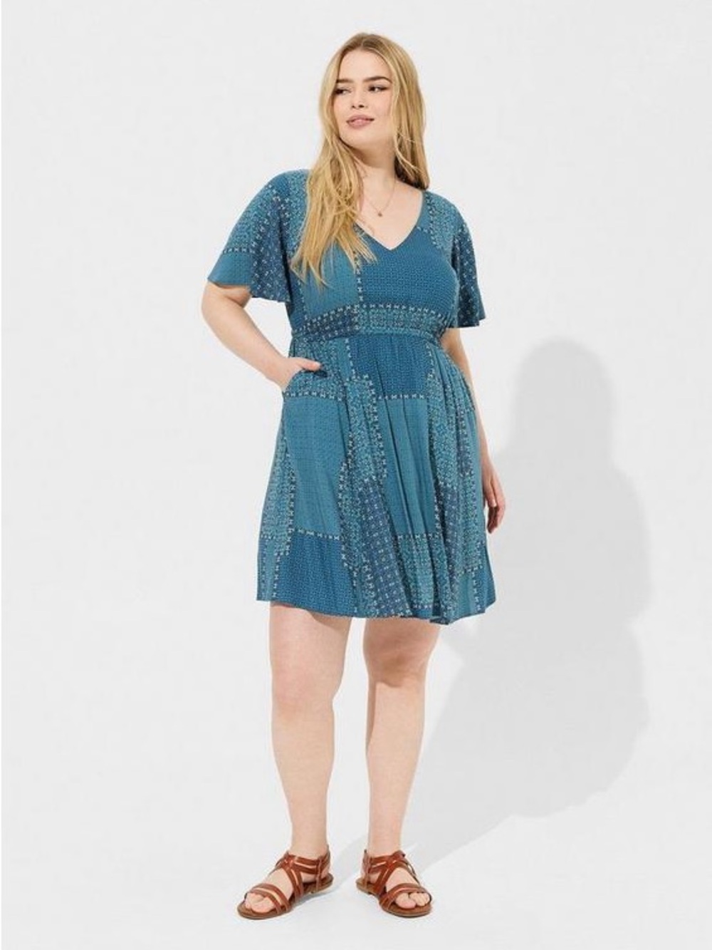 Torrid V-Neck Elastic Waist Mini Dress